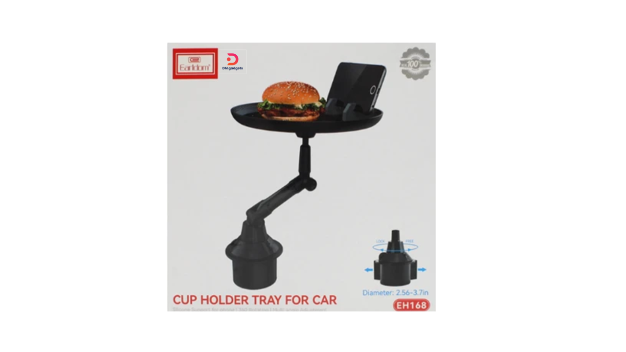 119N#Earldom®EH168 Cup Holder Tray for Car – Rotation 360-degree, 2.56-3.7in – Black