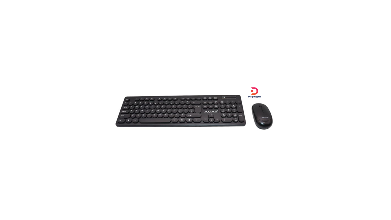 435F-1#AOAS®A-1012 Keyboard and Mouse 2.4GHz Wireless Set,10m Range Transition Distance – Black
