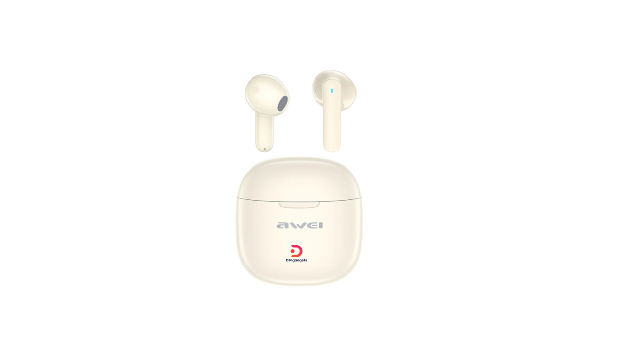 584A#Awei®T68 ENC Wireless Earbuds BT 5.3 – Moon White
