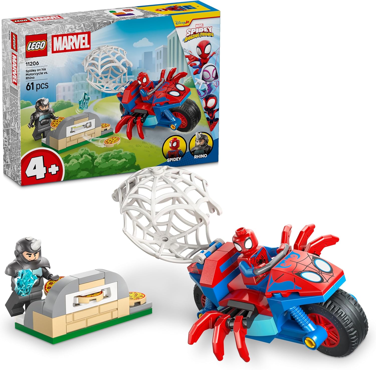 LEGO MARVEL SPIDEY ON HIS MOTORCYCLE VS RHINO 4+ 61PCS 11206