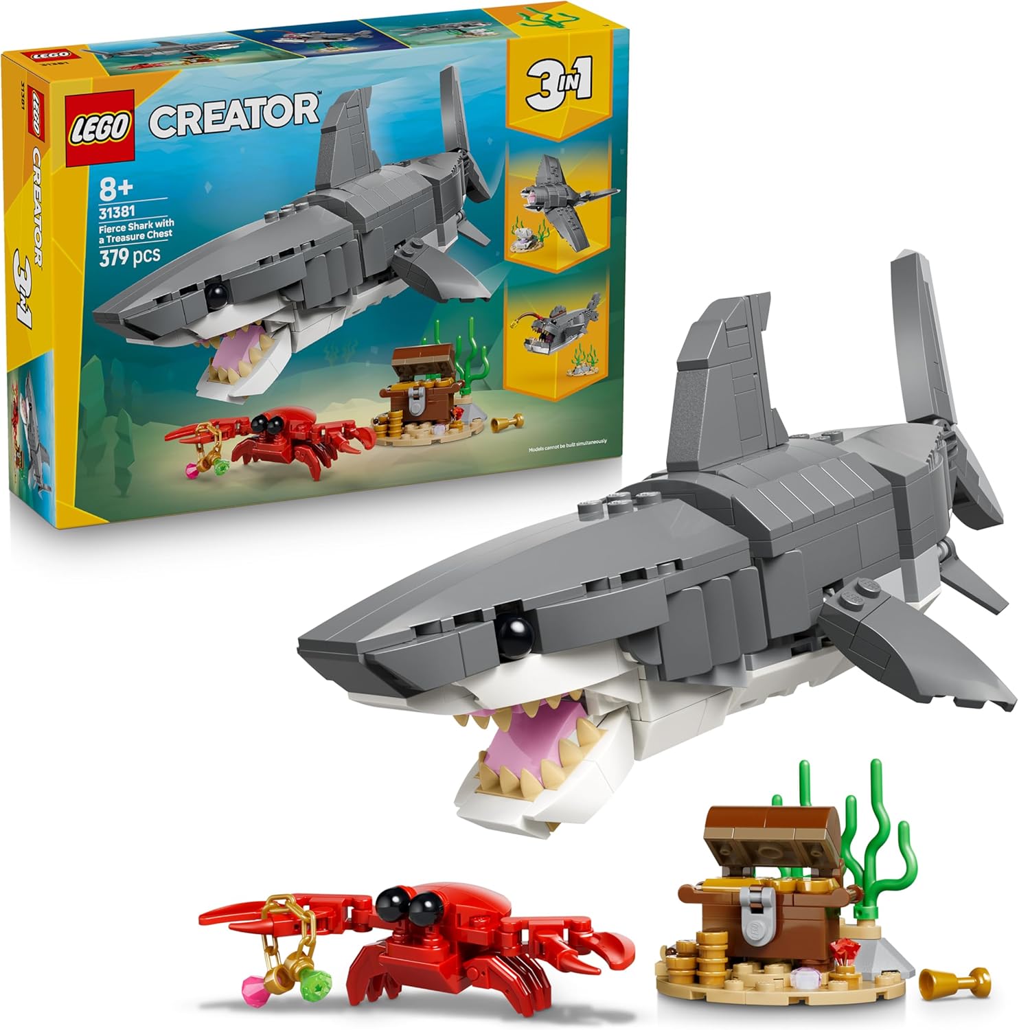 LEGO CREATOR 3 IN 1 FIERCE SHARK WITH A TRESURE CHST 8+ 379PCS 31381
