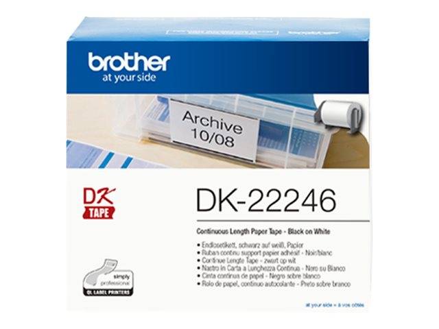 DK22246 BROTHER Continuous Paper Label Roll – Black on White, 103mm wide, 30.48m long