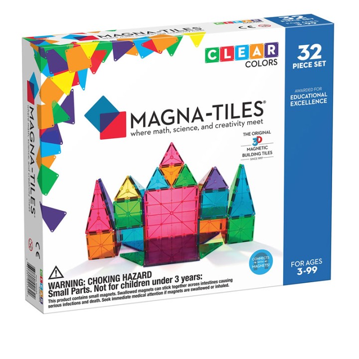 Magna-Tiles Magna-Tiles Clear Colors 32 Pieces Set #02132  3+ years