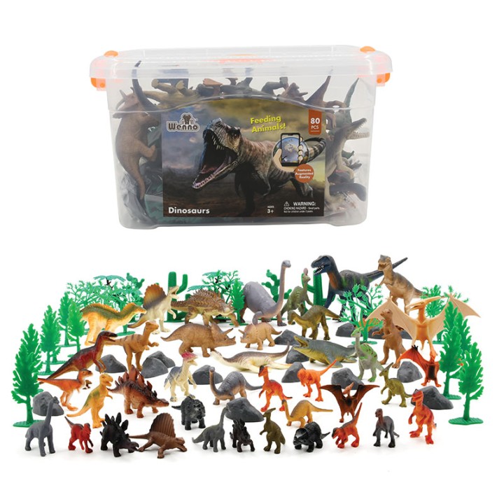 Wenno Animals 80 Pcs Dinosaur Playset In Square Bucket 6849-M026