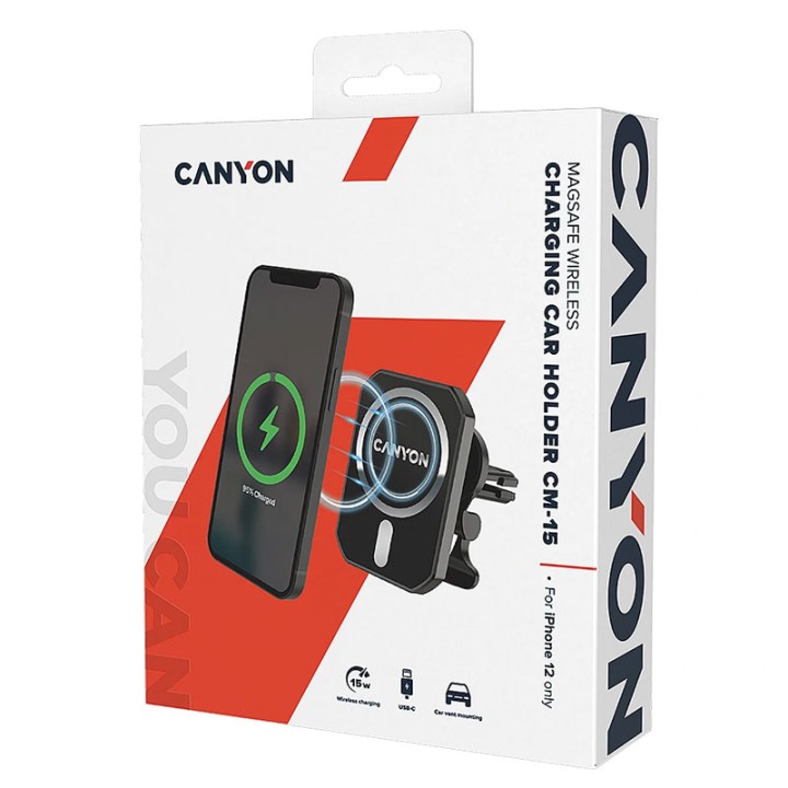 Canyon Car Holder Canyon Cm-15 15W Wireless Magnetic For Iphone 12/13/14 Black (Cne-Cca15B01)  4+ years