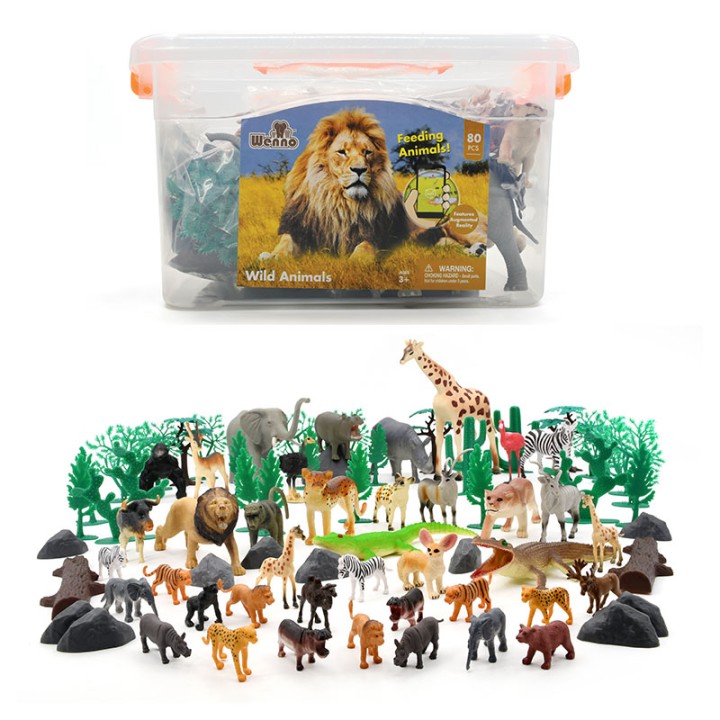 Wenno Animals 80 Pcs Wild Palyset In Bucket 6847-M026