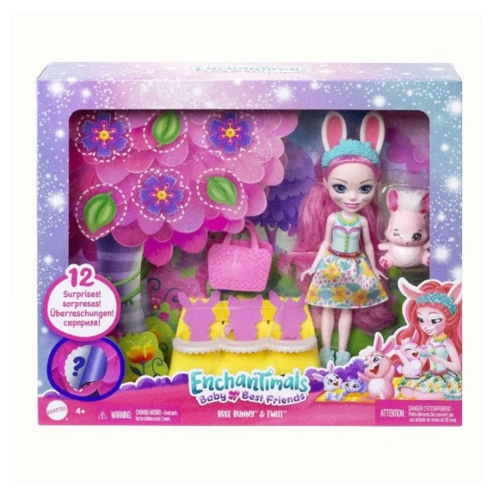 Mattel Enchantimals Baby Bffs- Doll & Zoakia Filarakia Me Ekplixeis (3 Schedia) Hlk83