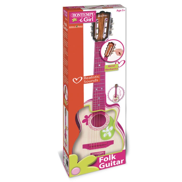 Bontempi    70 Cm Plastic Guitar Wood Finish Folk Style I Girl 20 7071  5+ years