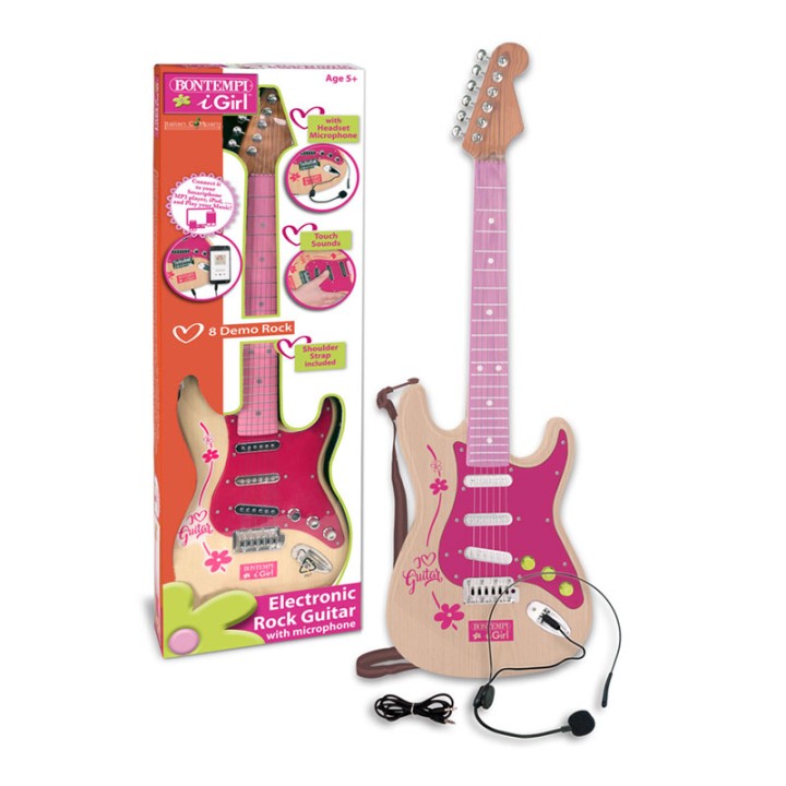 Bontempi    Electric Guitar W/Shoulder Strap And Microphone I Girl 24 1371  6+ years