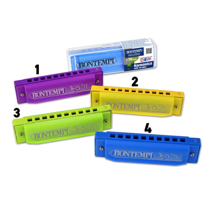 Bontempi    Plastic Harmonica 10 Notes Assorted Colors In Box (Metal Reed) 30 1010  4+ years