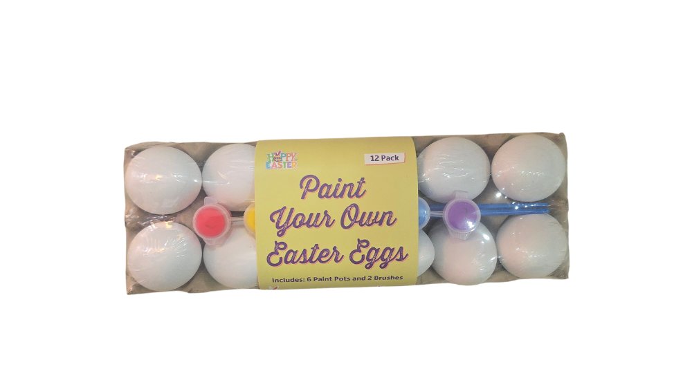 Paint Your Own Easter Eggs Kit – 12 Eggs DIY Craft Set with Paints & Brushes