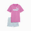 Puma Mauve Pop Ess No.1 Logo T-Shirt And Shorts Set G Girls Size: 128