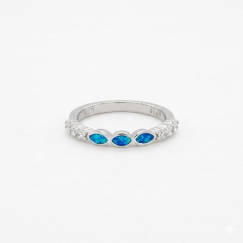 Silver Triple Blue Stone Ring