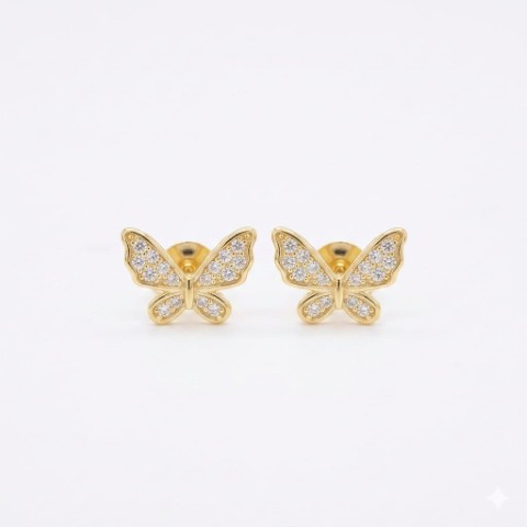 Goldplated Crystal Butterfly Stud Earrings