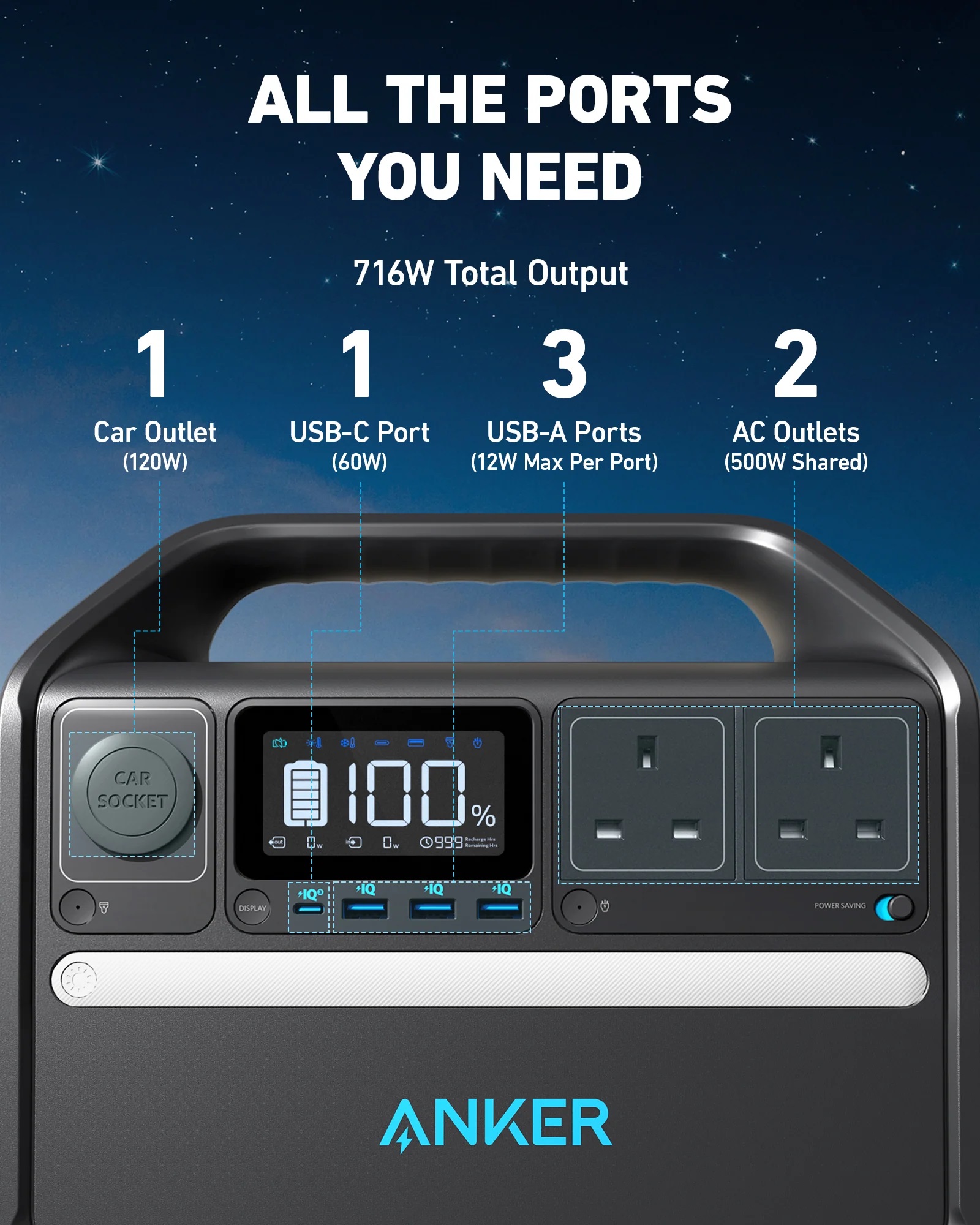 Anker SOLIX Powerhouse 535 Portable Power Station 512WH UK