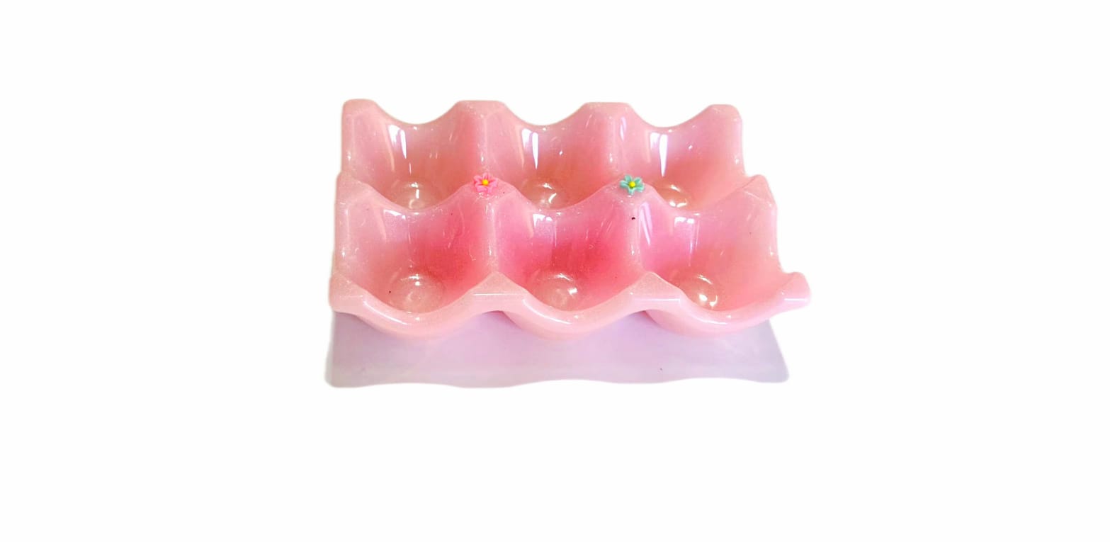 HANDMADE PINK EGG PLATE.