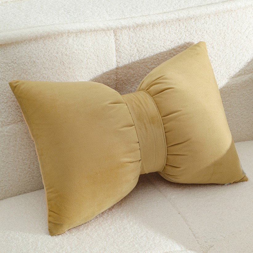 BOW CUSHIONS MUSTARD 50 x 35 )