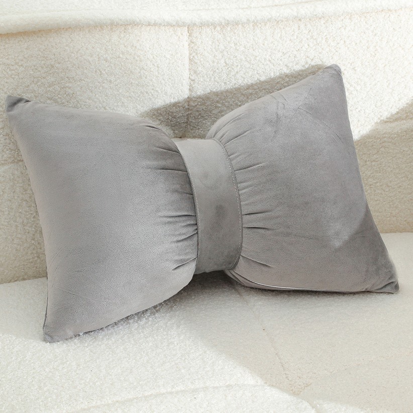 BOW CUSHIONS SILVER ( 50 x 35 )