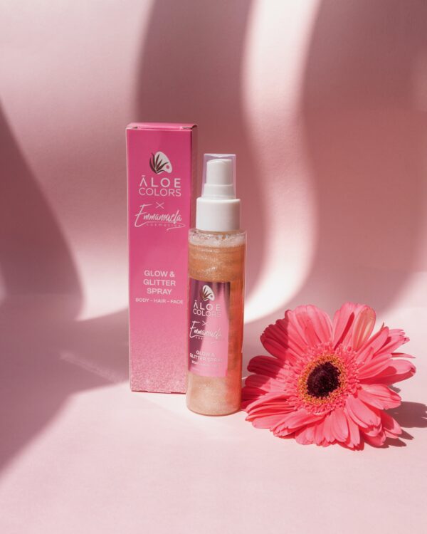 Emmanouela Cosmetics X Aloe Colors Cosmetics Glow and Gliiter Spray