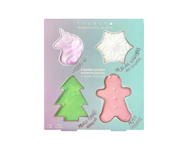 Inuwet Christmas Gift Set - 4 Bath Fizzers