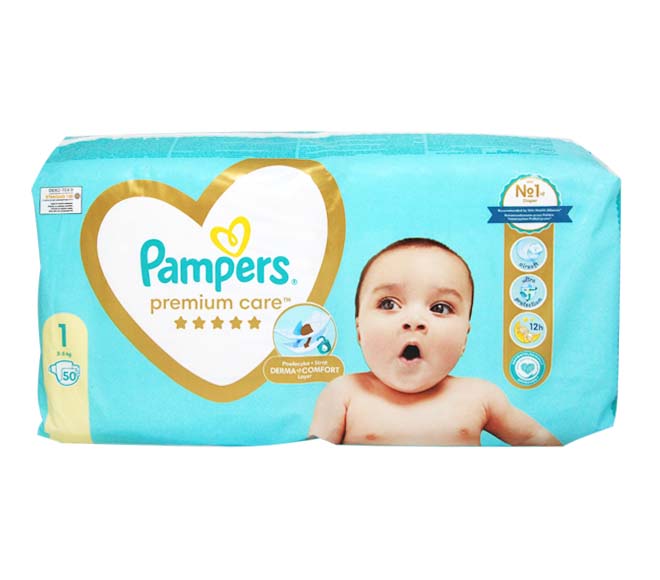 Pampers Premium Care Baby Diapers S1 X50
