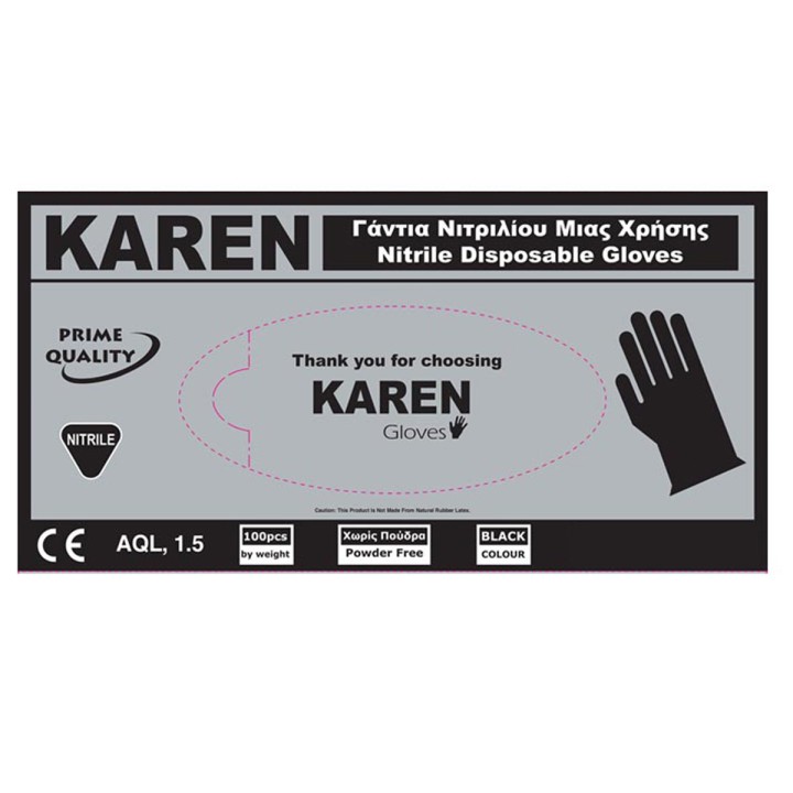 Karen Black Disposable Gloves Xl 100Pcs
