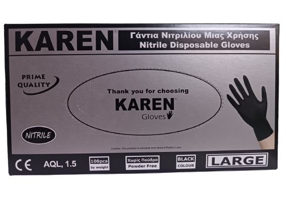 Karen Black Disposable Gloves L 100Pcs