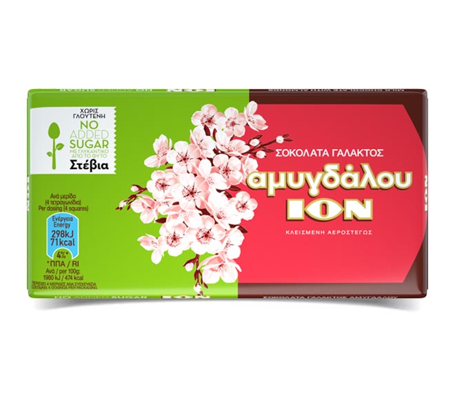 Ion Milk Chocolate Almonds No Sugar 60Gr