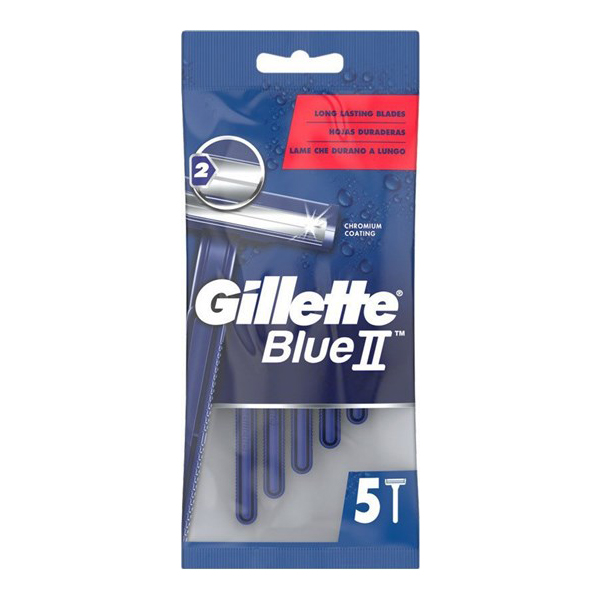 Gillette Blue II Men's Disposable Twin Blade 5 Razors
