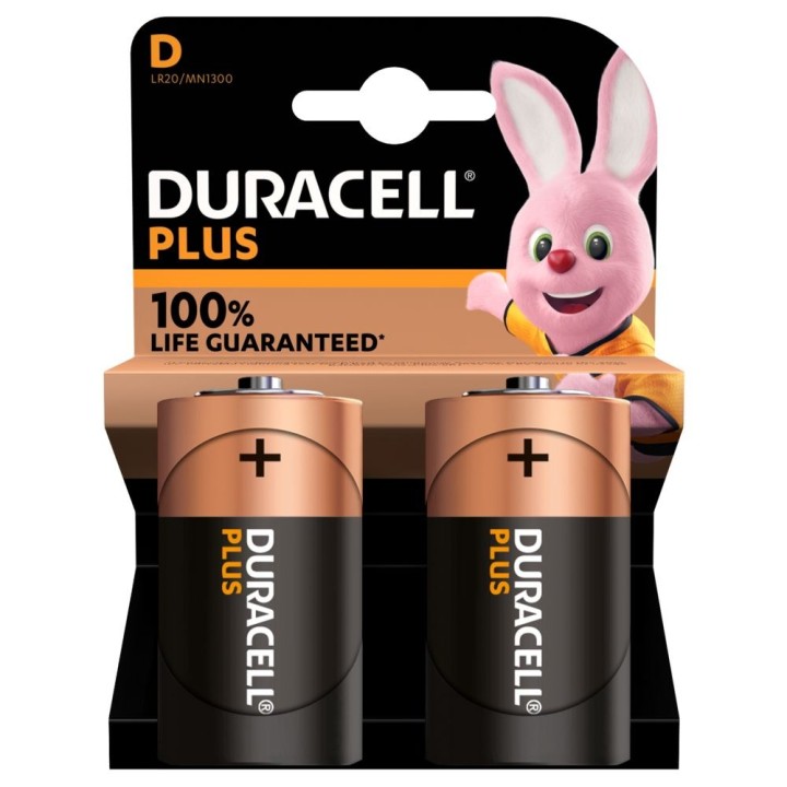Duracell Plus Life Guaranteed D 2Pcs