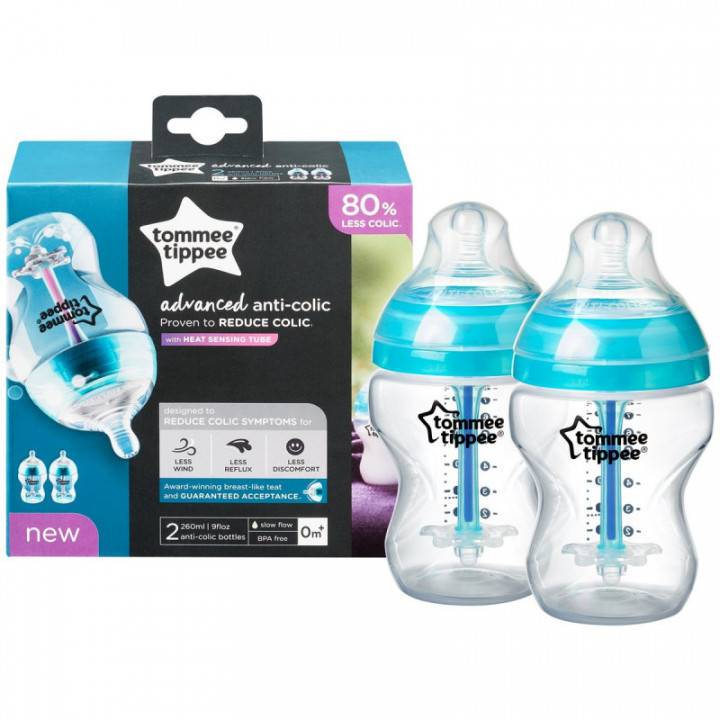 Tommee Tippee Anticolic Advance Bottles 0m+, 2x260ml