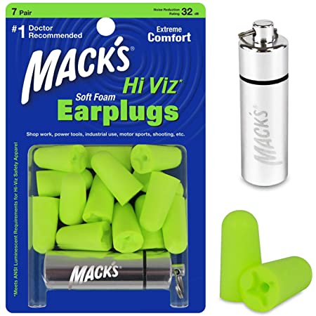 Macks Hi Viz  Ear Plugs  7 pairs + free case
