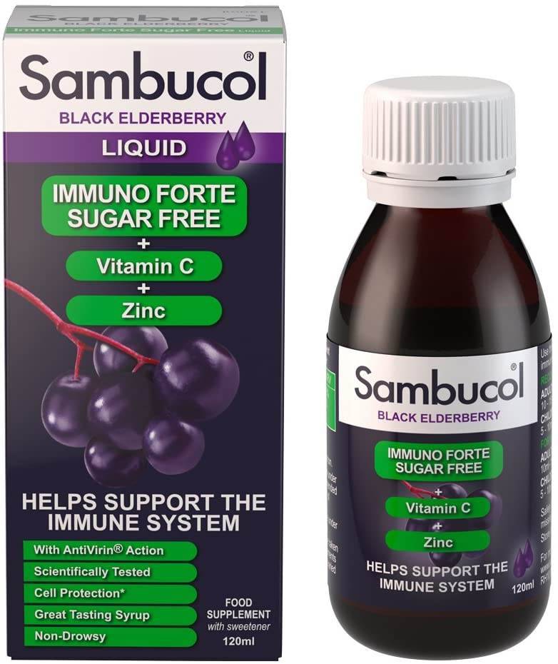 Sambucolblack Elderberry Sugar Free + Vitamin C + Zinc, 120ml