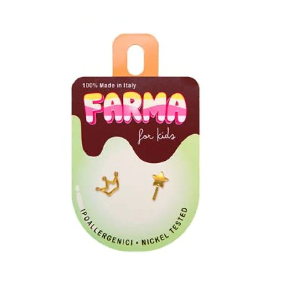Farma Bijoux for kids Μαγικό Ραβδί & Κορώνα Επιχρυσωμένα 8mm