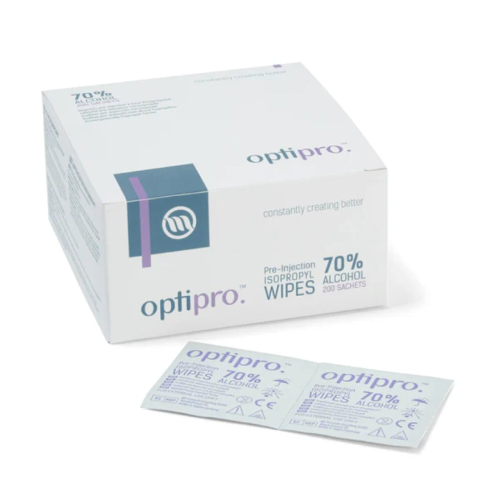 Optipro alcohol pre-injection wipes 200sachets