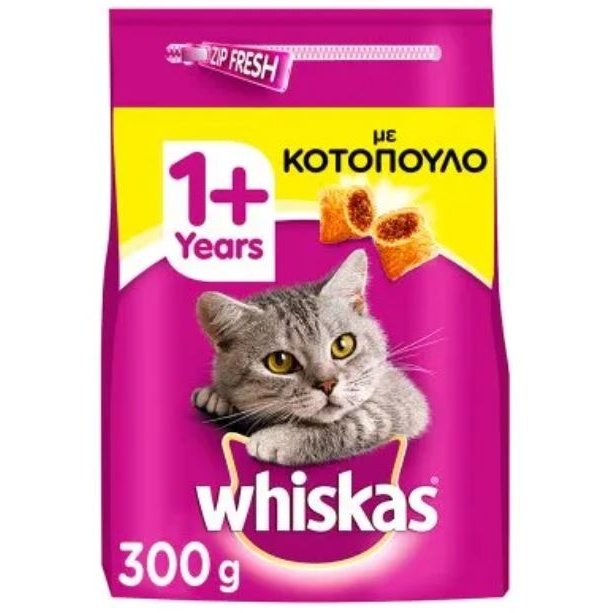 Whiskas Dry Cat Food 1 Croquettes Stuffed With Chicken 300Gr