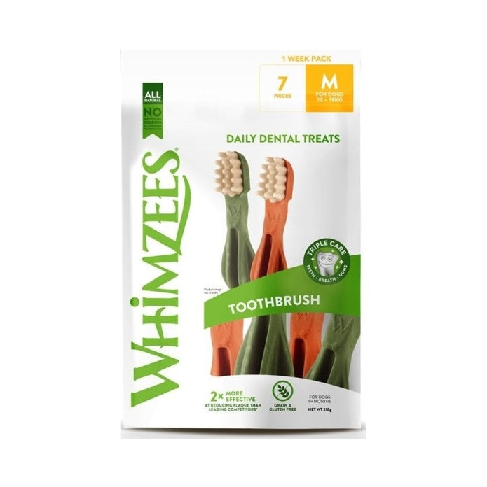 Whimzees Dental Toothbrush Treats Small Weekly Pack 7Pcs