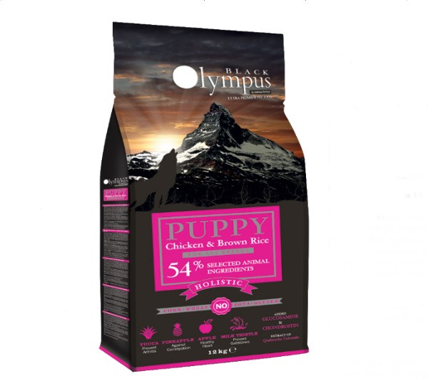 Black Olympus Puppy Medium Chicken And Brown Rice - 12Kg
