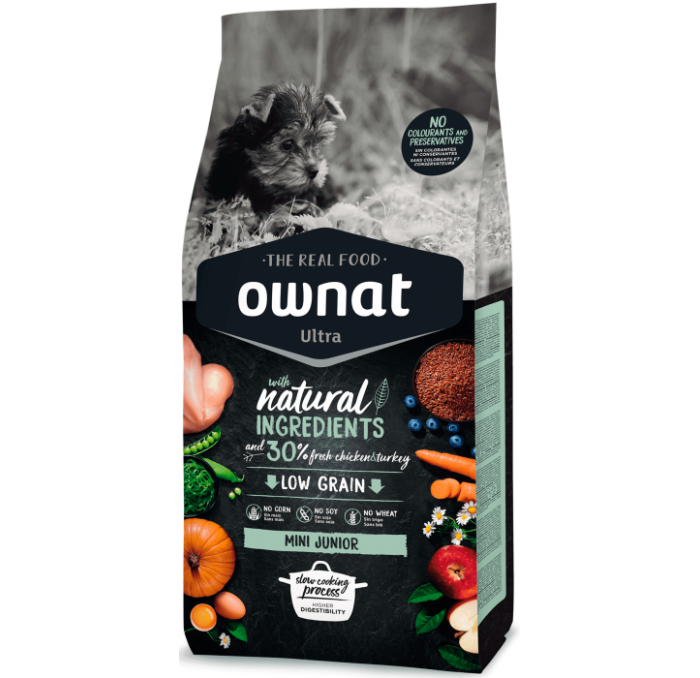 Ownat Ultra Low Grain Mini Junior Dog Food Chicken & Turkey 1Kg