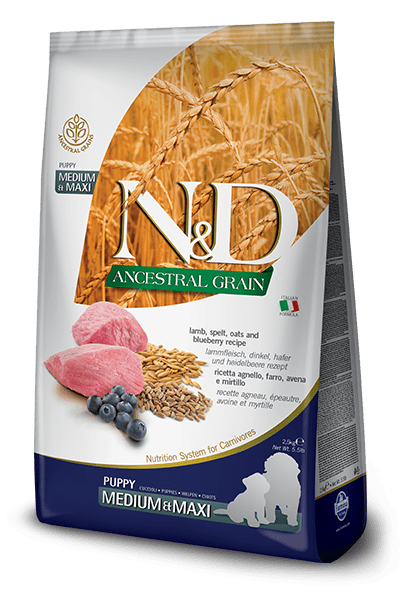 Farmina N&D Ancestral Grain – Lamb & Blueberry Puppy Medium & Maxi 2.5Kg