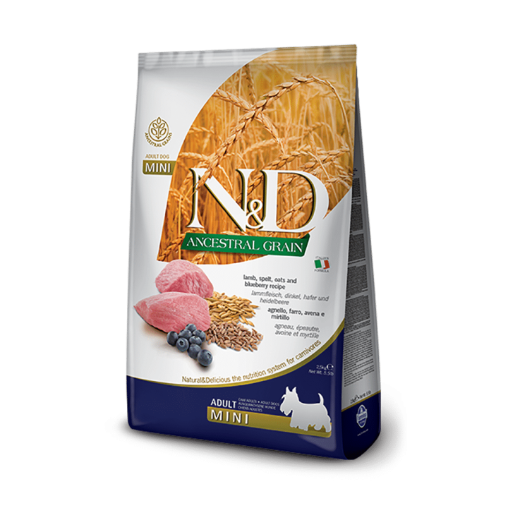 Farmina N&D Ancestral Grain – Lamb & Blueberry Adult Mini 800G