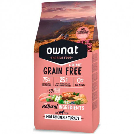 Ownat Prime Grain Free Adult Mini Dog Food Chicken & Turkey 3Kg