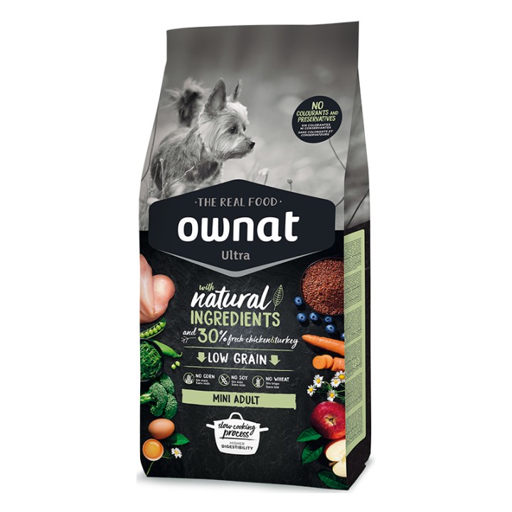 Ownat Ultra Low Grain Mini Adult Dog Food Chicken & Turkey 1Kg