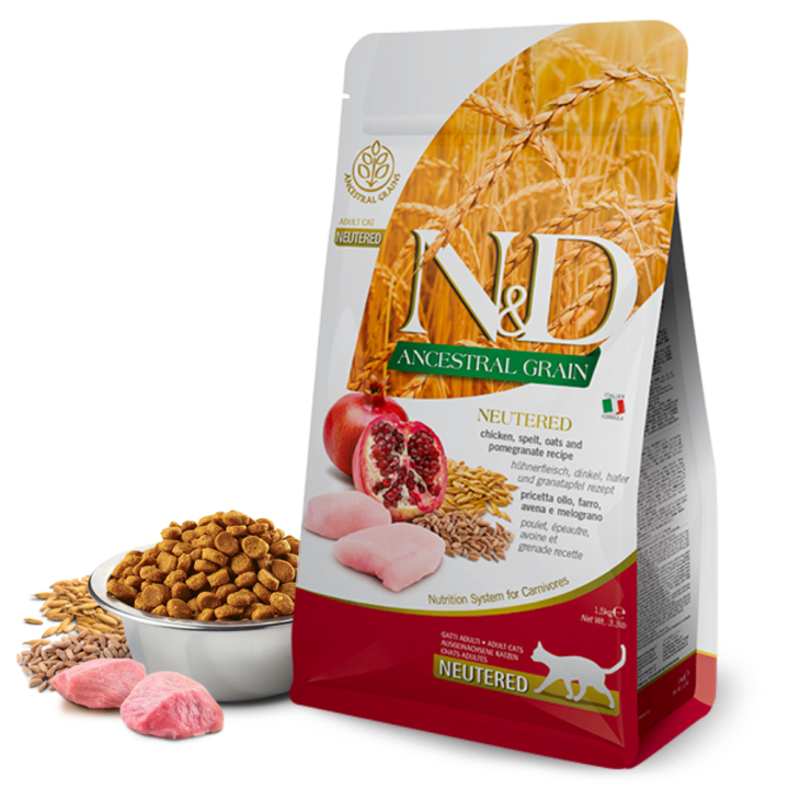 Farmina N&D Ancestral Grain Cat – Chicken & Pomegranate Neutered 300G