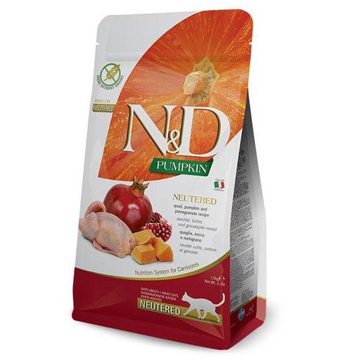 Farmina N&D Pumpkin Cat - Quail & Pomegranate Neutered 300Gr
