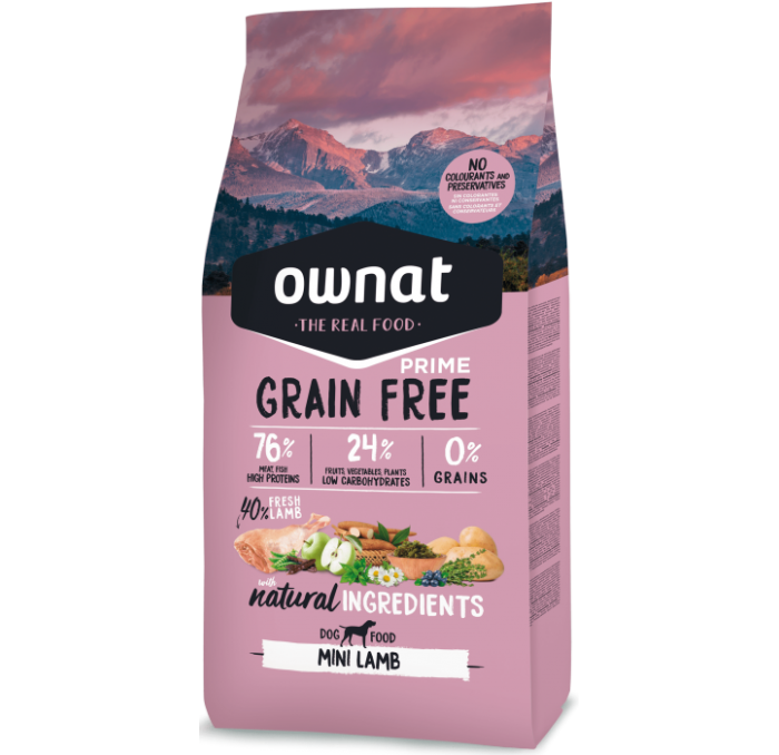 Ownat Prime Grain Free Adult Mini Dog Food Lamb 1Kg