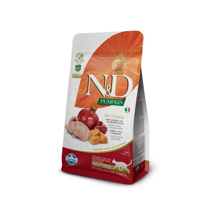 Farmina N&D Pumpkin Cat - Quail & Pomegranate Neutered 1.5Kg