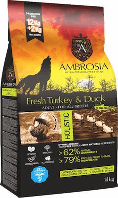 Ambrosia Fresh Turkey & Duck Adult All Breeds - 12Kg