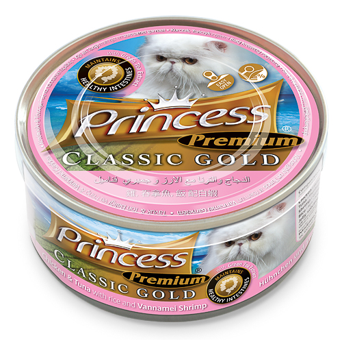Princess Premium Classic Gold Chicken Tuna With Rice And Vannamei Shrimp/ Intestinal Health - 170G