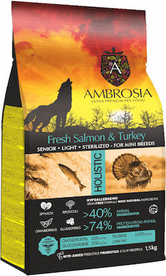 Ambrosia Fresh Salmon Turkey Senior Light Sterilized Mini - 5Kg